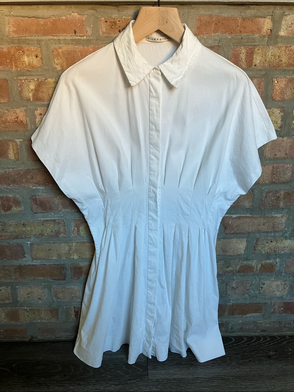 Alice + Olivia Lilliana Button-Front Pleated Mini
Dress